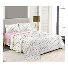 Thermal Flannelette Rose Bud Bed Sheet Set Brushed Cotton Fitted & Flat Sheets