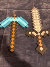 Mattel 2014 Minecraft Transforming Diamond Sword / Pickaxe Diamond Foam Sword