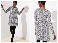 Ann Taylor Loft Floral Jacquard Iron Ore Gray Shift Dress Size Lg Petite