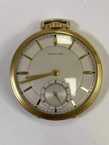 Antique Hamilton 17 Jewels Gold Filled Pocket Watch, Pre-Owned, Runs (37-#42)