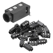 24Pcs Stereo Jack Socket, 1/8" 3.5mm 4 Pin PJ-320D PCB Mount Female,Black
