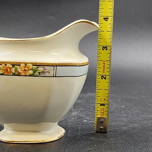 Jarra de jarabe crema azul Nebraska Inglaterra borde azul acento floral J&G Meakin - Imagen 9 de 11