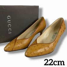 GUCCI Leather Pumps Heels Brown Vintage Size 35 22cm Women's 061669d