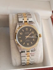 Tudor Prince Date Black Dial 74033 Men's Watch Automatic 34mm