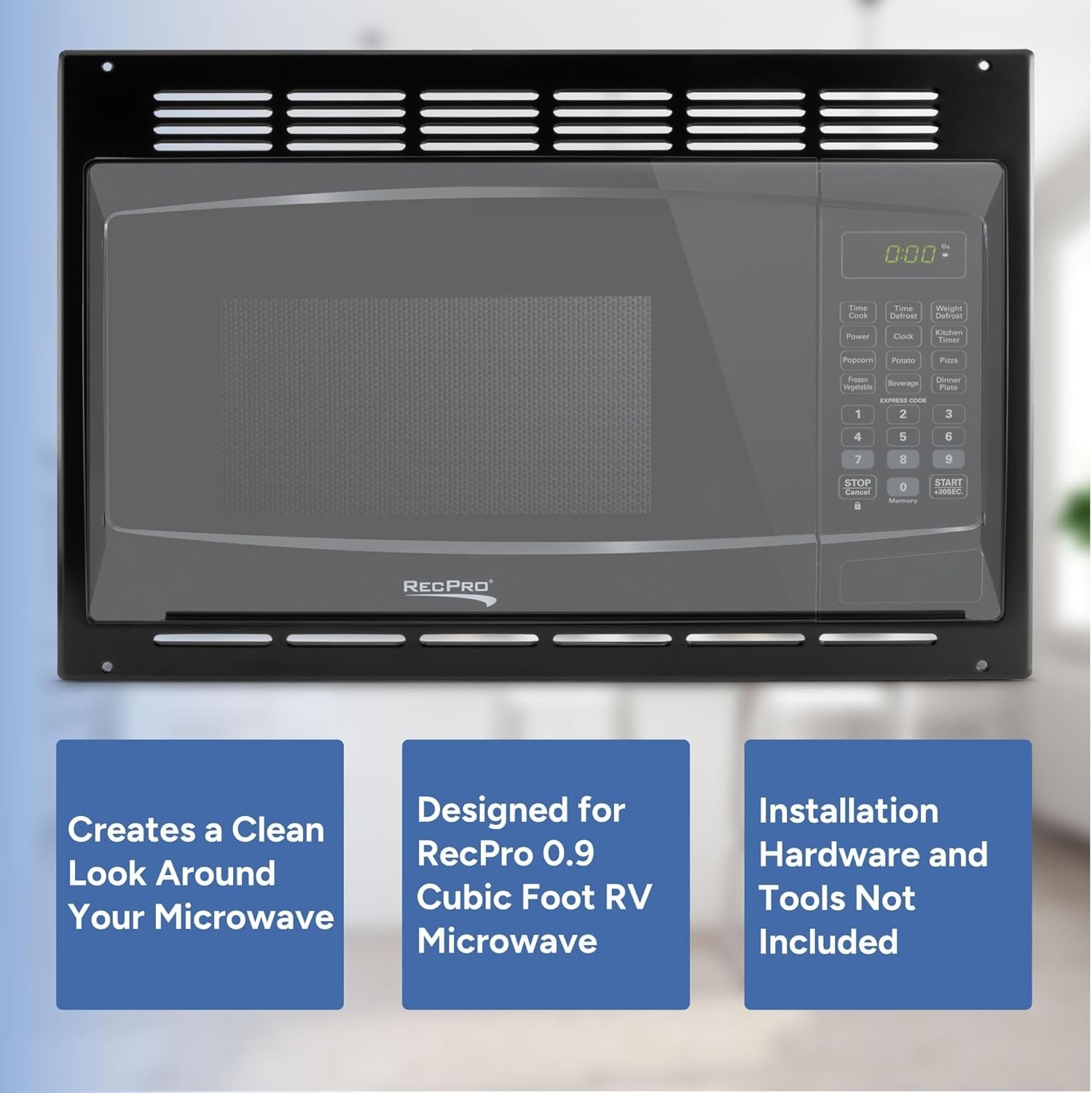RV Microwave Black Stainless Steel 1.0 Cu. Ft. 900 Watt Includes Trim ...