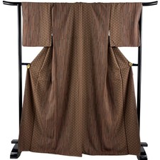 Silk Komon Kimono M Brown Length 169cm Sleeve 66cm Used Good Condition