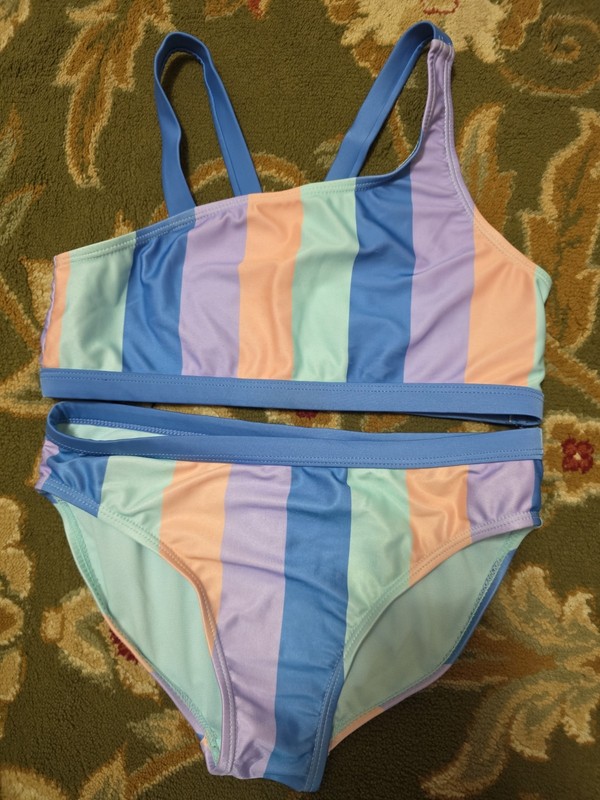 Girls Sz 10-12  Two Piece Tank Colorful Bikini Set