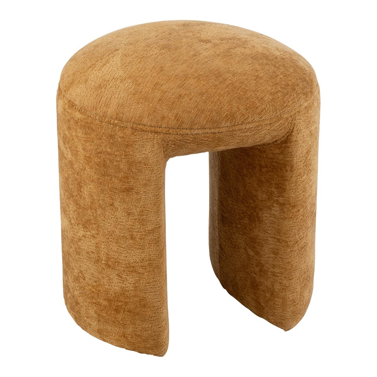 Pouf rond ocre Anise de 44cm en tissu haut de gamme pour intérieur