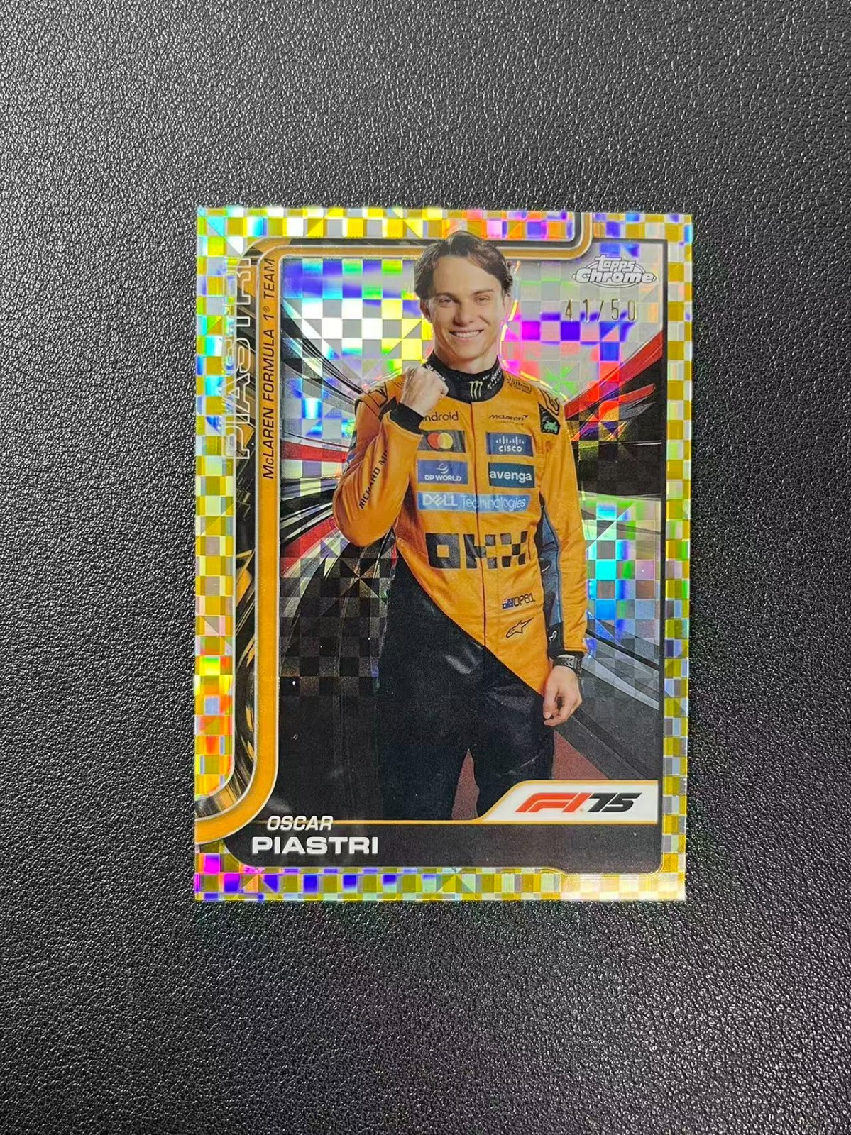 2025 Topps Chrome Formula 1 F1 Oscar Piastri Gold Checker Flag 41/50 #6 LZC