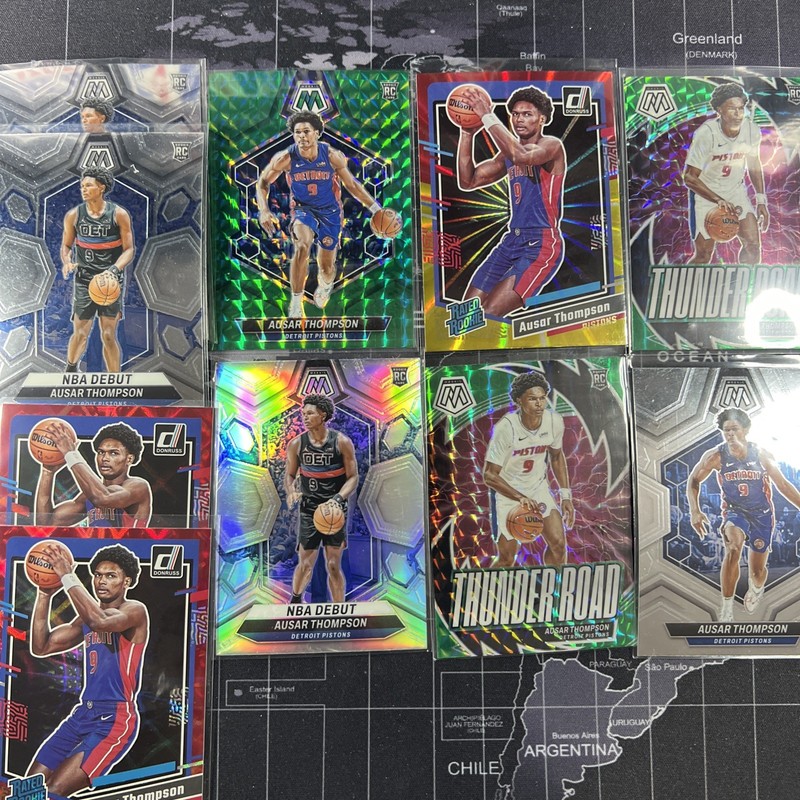 Ausar Thompson RC 10 Card Lot - Holo Red & Gold, Mosaic Prizm, Silver, Rookie