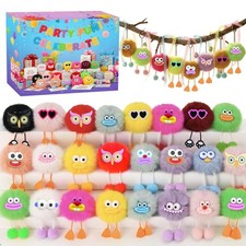 24 Pcs PreFilled Easter Eggs with Plush Toys Keychain Decoration Stuffed Toy ...