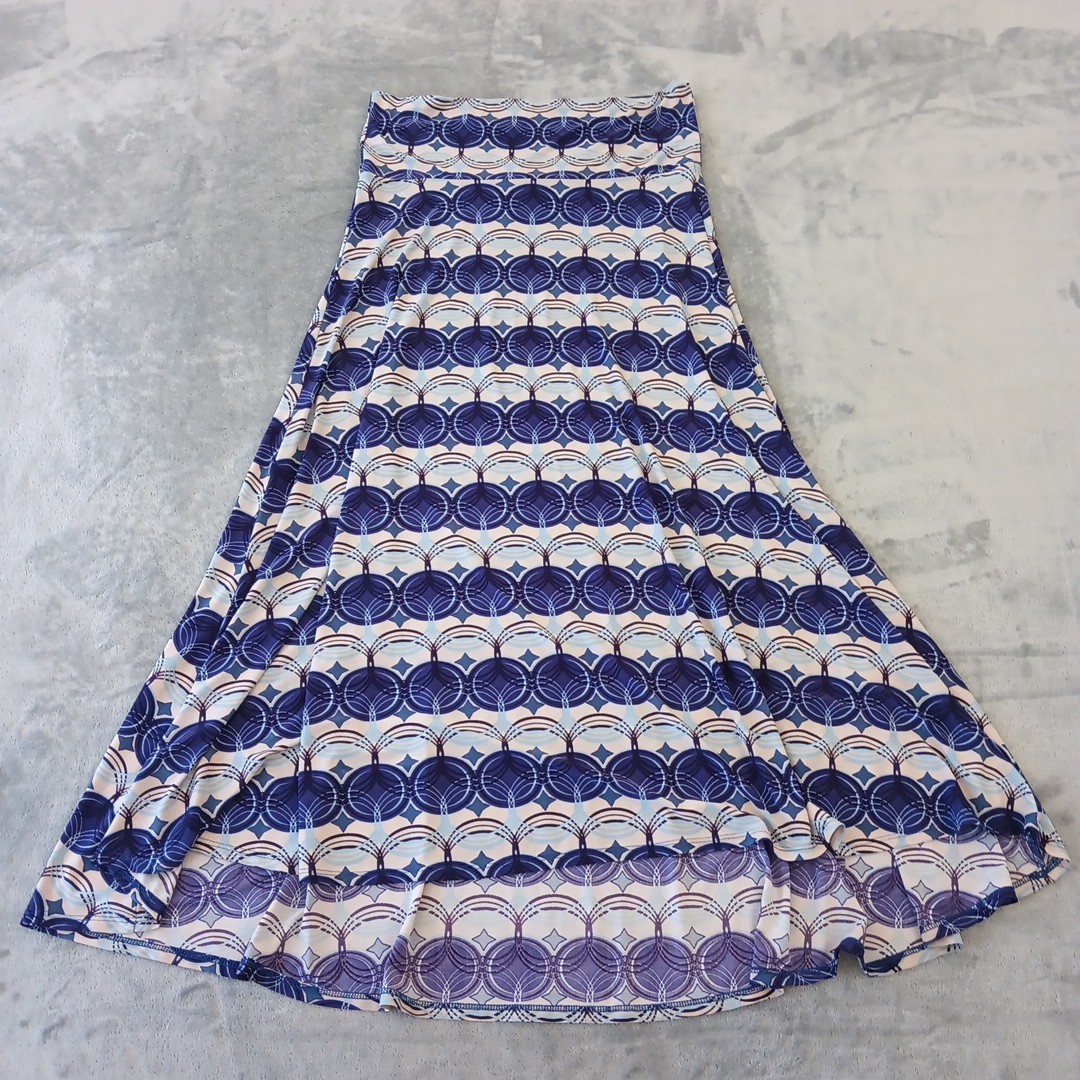 LuLaRoe Maxi Skirt Large Purple Geometric Long Pull On-image