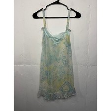 Vintage 100 Silk Victorias Secret Camisole Sheer Blue Green Womens Medium