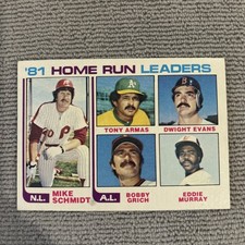 1982 Topps League Leaders Mike Schmidt, Eddie Murray, Dwight Evans #162 EX Card