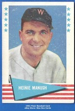 1961 Fleer Baseball Heinie Manush #57 VG-VGEX (Corner Crease)
