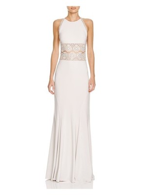 LM COLLECTION Womens White Illusion Detail Sleeveless Fit + Flare Dress 2