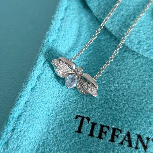 Authentic Tiffany & Co. Paper Flowers Firefly Necklace Platinum "16.0 BDJ6e