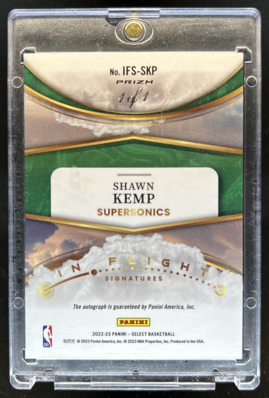 2022-23 Panini Select Shawn Kemp In Flight Signatures Black Auto Autograph #1/1 view 2