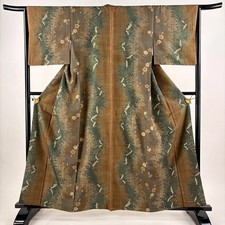Pongee Silk Kimono M Size 1595cm Length Brown Green Used