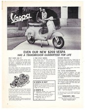 Vespa Scooter Print Ad Vintage 1960s Mid Century Modern Man Cave Decor 1964