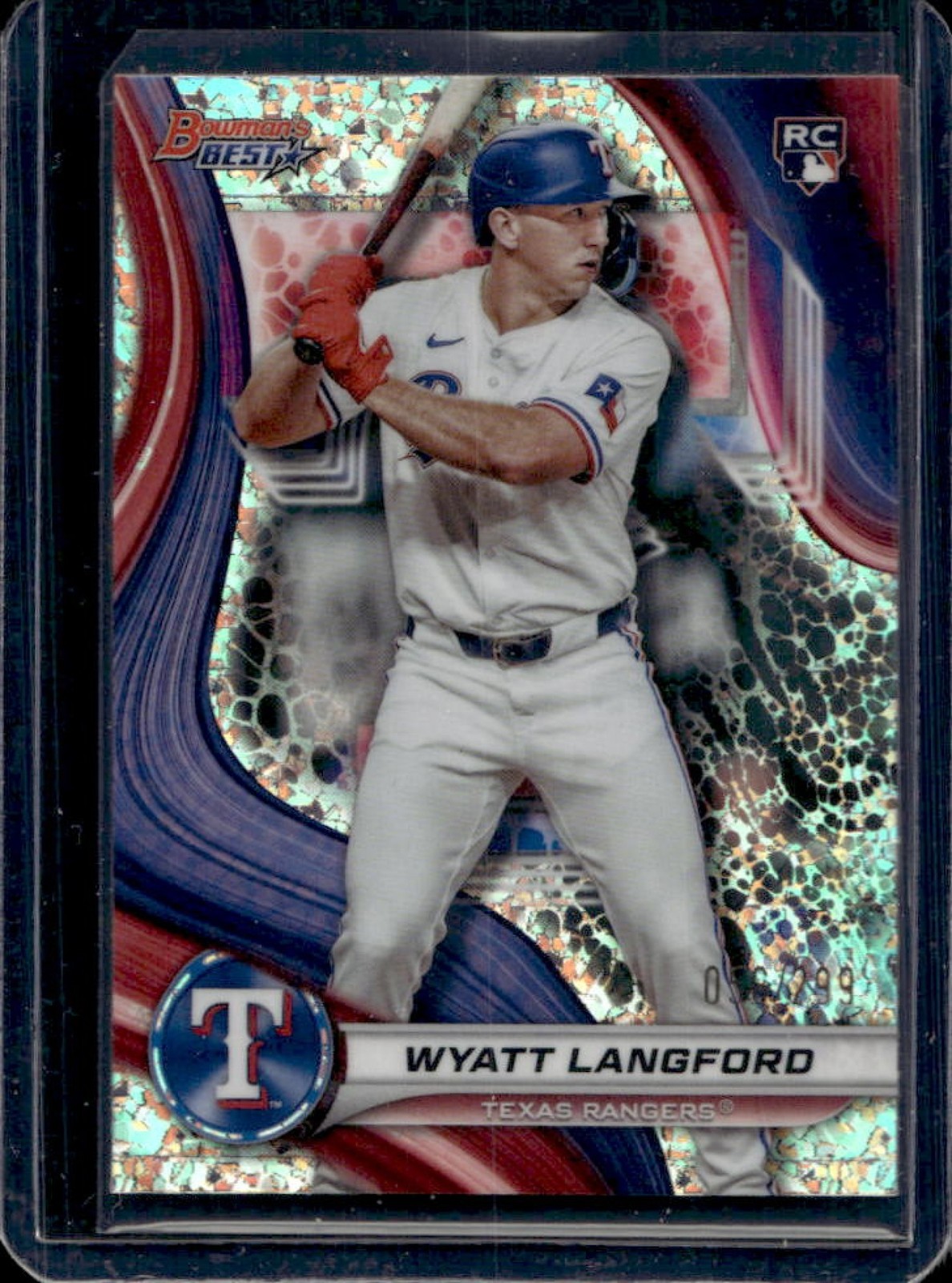 2024 Bowman's Best Wyatt Langford RC Mini-Diamond Refractor Rookie #/299 Rangers