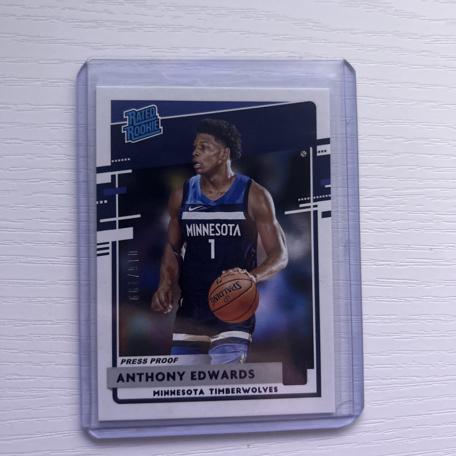 2020-21 PANINI DONRUSS ANTHONY EDWARDS PRESS PROOF PURPLE #201 016/199