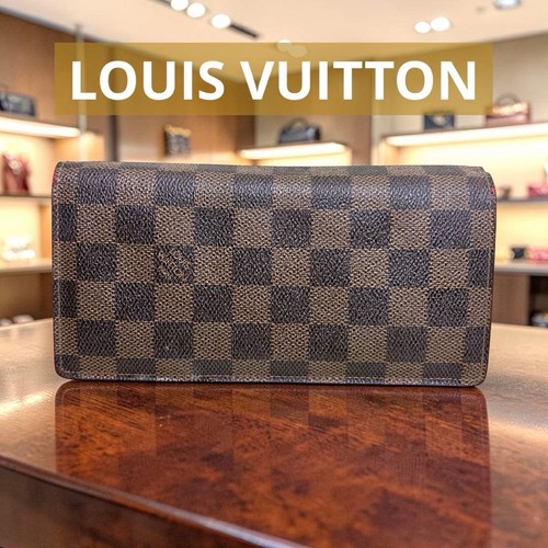 Used Louis Vuitton Damier Graphite Portefeuille Plaza Long Wallet Brown