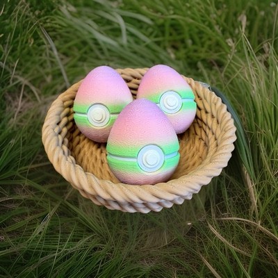 Pastell Pokeball Ostereier (3 für 5£) 5cm 3D Druck Mehrfarbig Eier Ostern