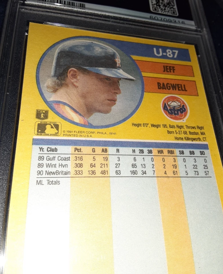 1991 Donruss Rookies Jeff Bagwell Rookie RC #30 PSA 10 GEM MT HOF Houston Astros - Image 2 of 2