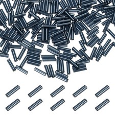 Glass Bugle Beads 2x6mm Loose Beads Dark Grey 1800Pcs
