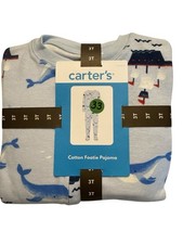 Carter's Cotton Footie Pajamas-Whales And Ships-Light Blue/Multicolor-Size 3T