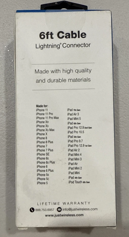 JW Just Wireless 6 feet charging Cable For iPhone / iPad - PINK NEW - Image 2 of 2