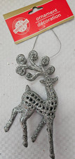 Silver Christmas House Glitter Reindeer Christmas Tree Ornament/ Christmas Decor