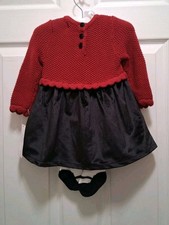NWT Cupcakes & Cashmere 2-PC Dress Cable Knit Top Red & Black Infant sz 6-9M