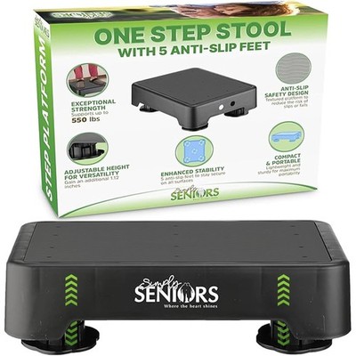 Small Step Stools for Adults - Black Small Mobility Aid for Seniors - Portabl