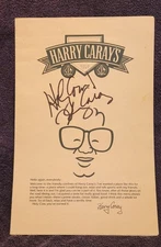 Harry Caray Signed Chicago Restaurant Menu, HOF Radio-TV Broadcaster, JSA COA
