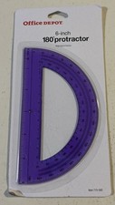 Office Depot 6  inch 180 Degree Protractor Beveled Edge Purple