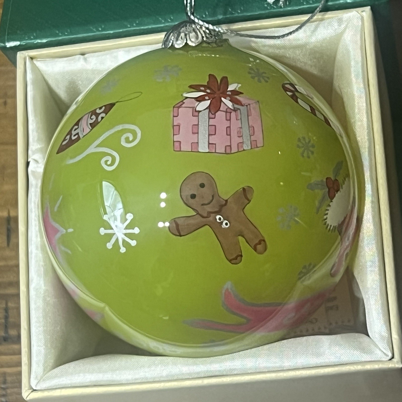 "Li  Bien " PIER 1 Art Hand-Painted Glass Christmas Ornaments Set of 3 w/boxes