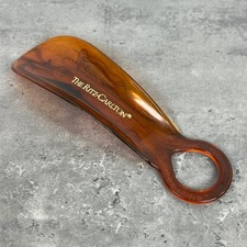 The Ritz-Carlton Vintage Faux Tortoise Shell Shoe Horn Amber Made in USA Logo