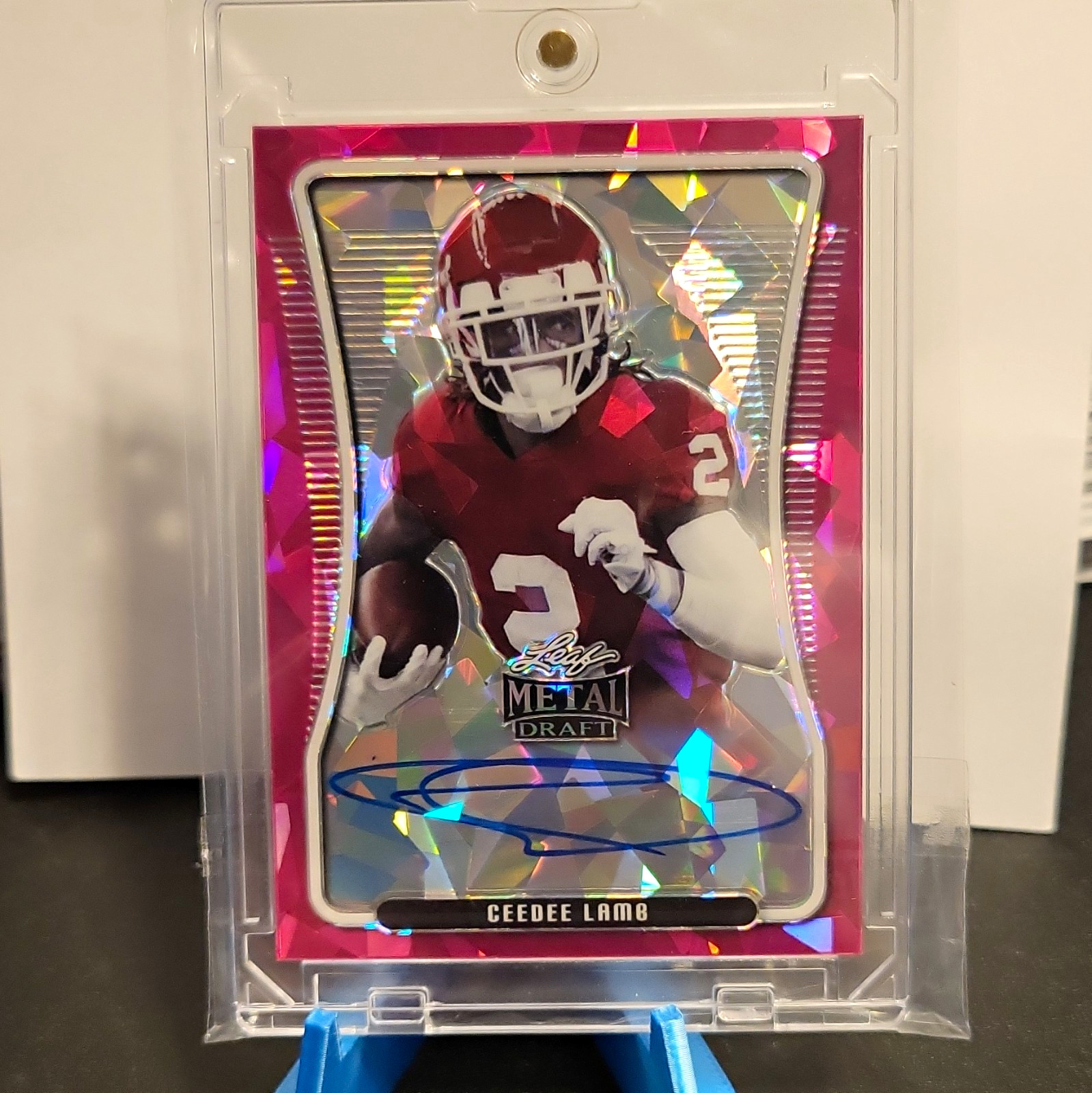 Leaf 2020 Metal Draft CeeDee Lamb Pink Auto /15 #BAP-CL3 Oklahoma Cowboys