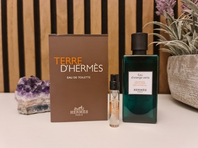 Luxusproben Hermes d'orange Verte Shower Gel &  Parfum Probe Terre D'Hermes Set
