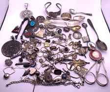 Vintage sterling silver jewelry / scrap lot 511 grams spoons brooch pendant pins