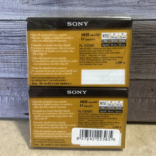 Sony Hi8 60 min Digital8 120 min Hi8 HMP Camcorder Cassette Tape 2 NEW - Picture 4 of 4