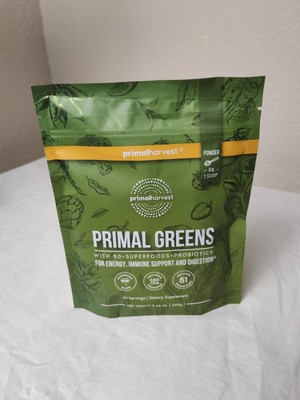 Primal Harvest Super Greens Powder 30 Servings 8.46 Oz USA Made