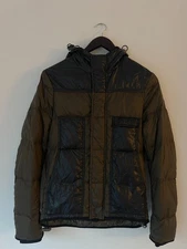 Balenciaga Light Down Jacket Hooded Mens Khaki Size 44