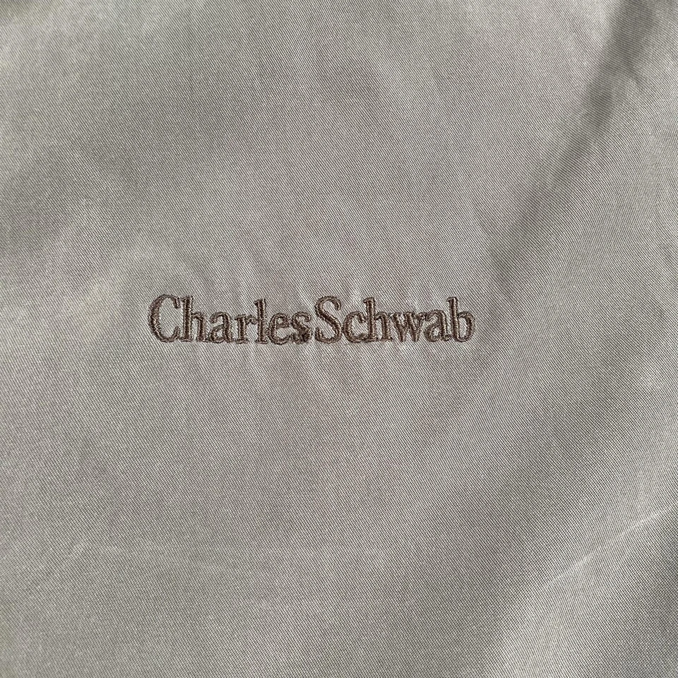 Vintage Charles Schwab Jacket Mens Large Green Bomber Harrington Preppy Zip 90s - Image 2 of 4