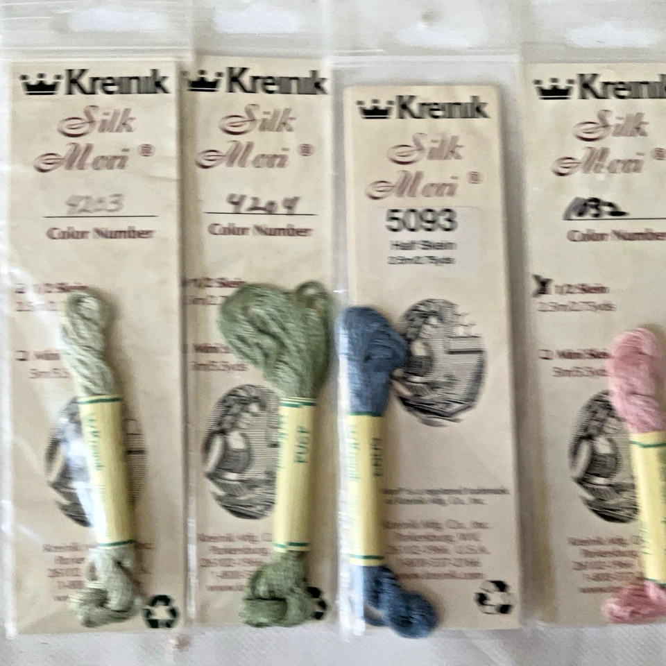Kreinik Silk Mori Needlepoint Thread Lot of 14 Assorted Color 1/2 Skein 2.75Yds - Image 3 of 4