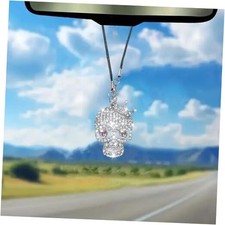 Bling Skull Car Mirror Hanging Accessories, Sparkling Rhinestone Car Silver