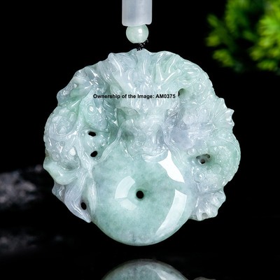 Natürlicher Grade A Jade Jadeit Jadebohne grüner Drache Geburt Tier Anhänger 53mm H