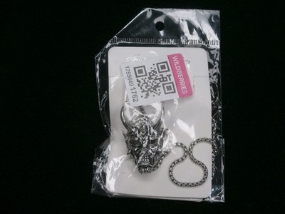 Japanische Oni Maske Halskette [NAGELNEU] Anhänger mit Kette, Edelstahl OVP